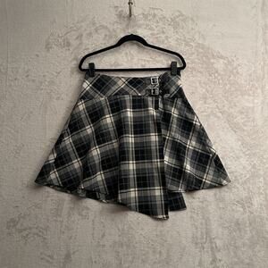 Vintage Bebe Kilt Inspired Tartan Plaid Asymmetrical Skirt 90’s Y2K Size 8